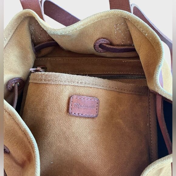 Madewell Canvas Leather Backpack Butterfly Floral Patch Drawstring Bag main image 12